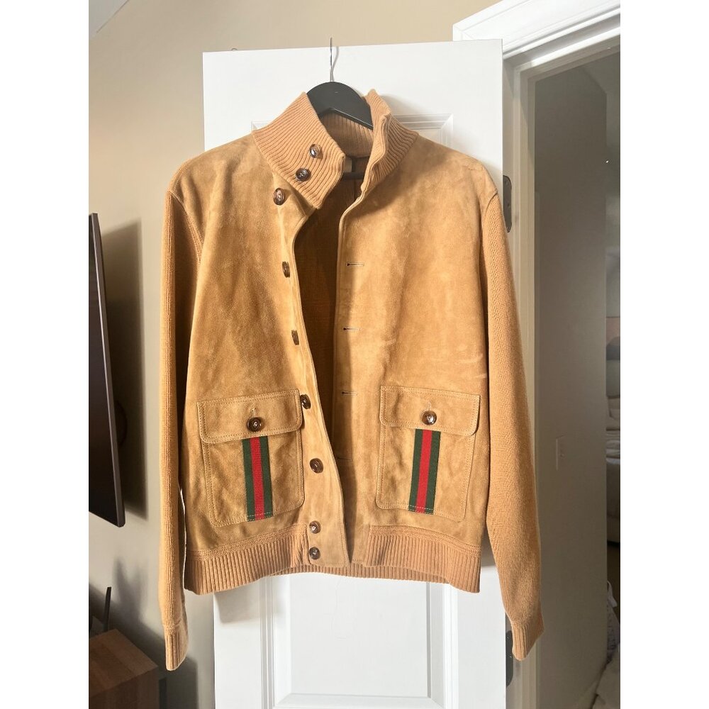 Gucci Unisex XS Tan Suede with Knit & Signature Stripe Accents (NWT)